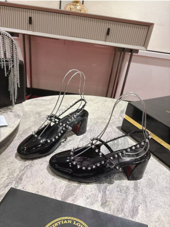 UA Christian Louboutin Mary Jane Pumps Janispikes Slingback Pumps