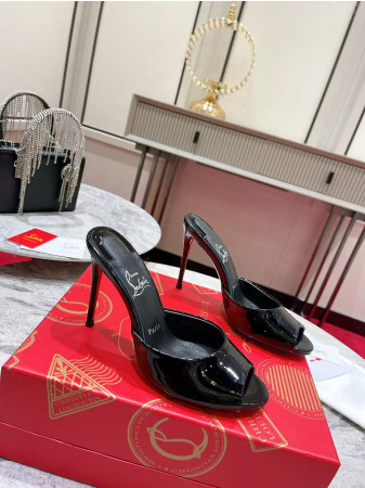 UA Christian Louboutin Me Dolly 100 Patent Leather Mules