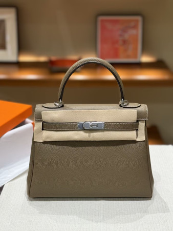 HERMÈS Kelly Silver-tone Hardware 25 28