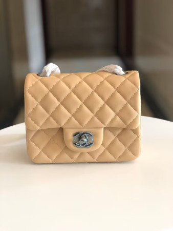 Chanel Mini Classic Handbag Lambskin & Silver-Tone Metal 13.5x 17x8cm