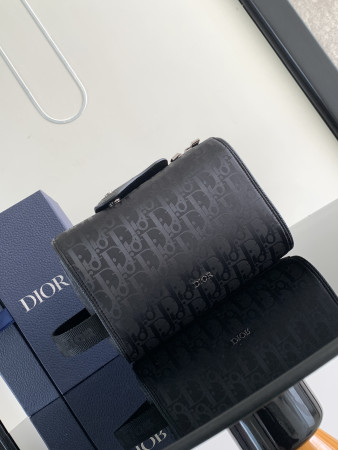 Dior Lingot Toiletry Bag Black Oblique Mirage Technical Fabric 8.5 x 5 x 4 inches