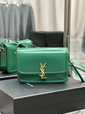 YSL SOLFERINO MEDIUM SATCHEL IN BOX SAINT LAURENT GREEN 9.1 X 6.3 X 2.4 INCHES