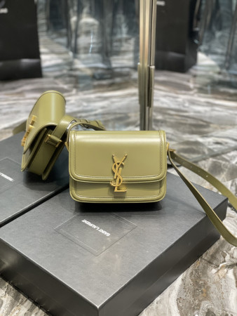 YSL SOLFERINO SMALL SATCHEL IN BOX SAINT LAURENT Avocado GREEN 7.4 X 5.1 X 1.9 INCHES