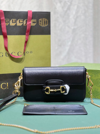 GUCCI HORSEBIT 1955 MINI BAG BLACK 8.5"W x 4.9"H x 1.2"D