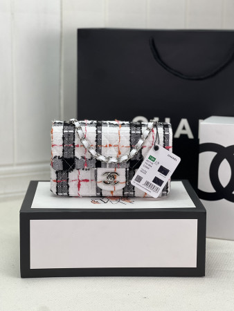 CHANEL MINI CLASSIC 11.12 HANDBAG Tweed & Silver-Tone Metal  4.7 × 7.8 × 2.3 in