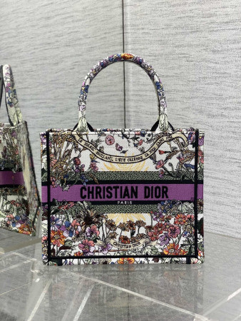 Small Dior Book Tote Ecru Multicolor Dior 4 Saisons Été Soleil Embroidery 26x8x22cm
