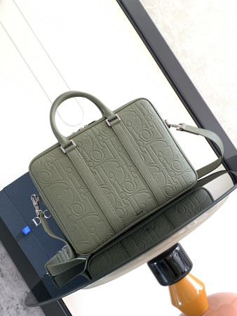 Dior Briefcase Green Dior Gravity Leather and Green Grained Calfskin 37 x 28 x 6 cm