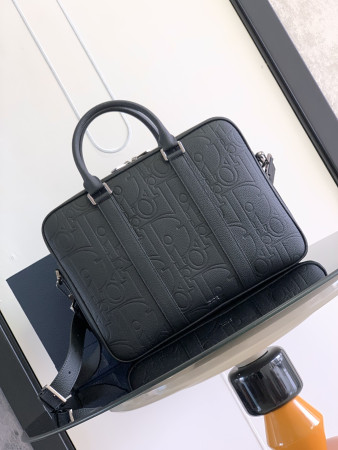 Dior Zipped Briefcase  Black Dior Gravity Leather and Black Grained Calfskin 37 x 28 x 6 cm