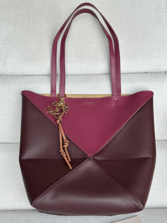 LOEWE Medium Puzzle Fold tote in shiny calfskin 25.5x14.5x31.5cm