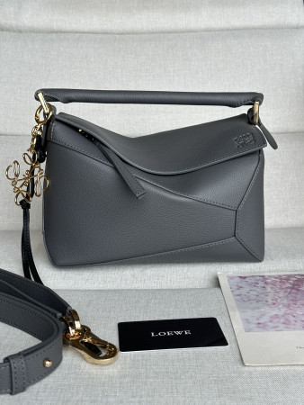 LOEWE Small Puzzle bag in classic calfskin (Dark Gray) 24x10.5x16.5cm