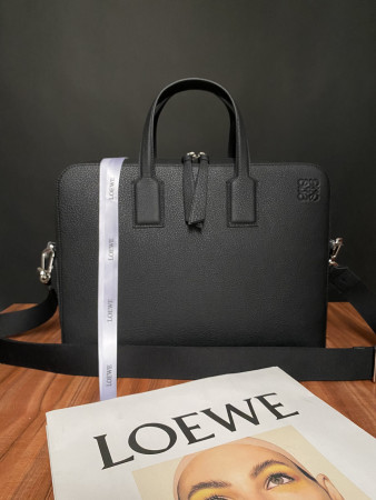 LOEWE Goya Slim Briefcase in Soft Grained Calfskin 27.5x7.5x38cm