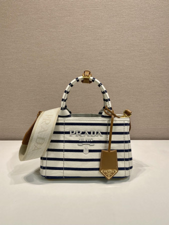 Prada Jardinière striped cotton canvas mini-bag 22x15x13cm