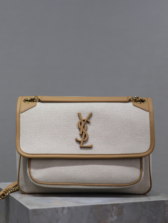 YSL NIKI MEDIUM IN Calfskin Cotton and Linen 28x20x8.5cm