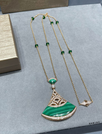 Bvlgari Natural Malachite Extra Large Fan Necklace