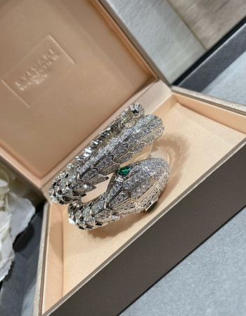 Bvlgari Large three-circle full-diamond snake Bracelet