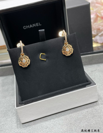 Chanel Gold Camellia Earrings