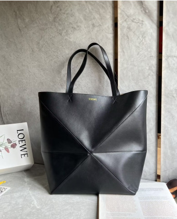 LOEWE Extra large Puzzle Fold tote in shiny calfskin 42X41X18 cm