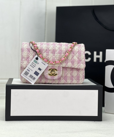 CHANEL MINI CLASSIC 11.12 HANDBAG Tweed & Gold-Tone Metal 4.7 × 7.8 × 2.3 in