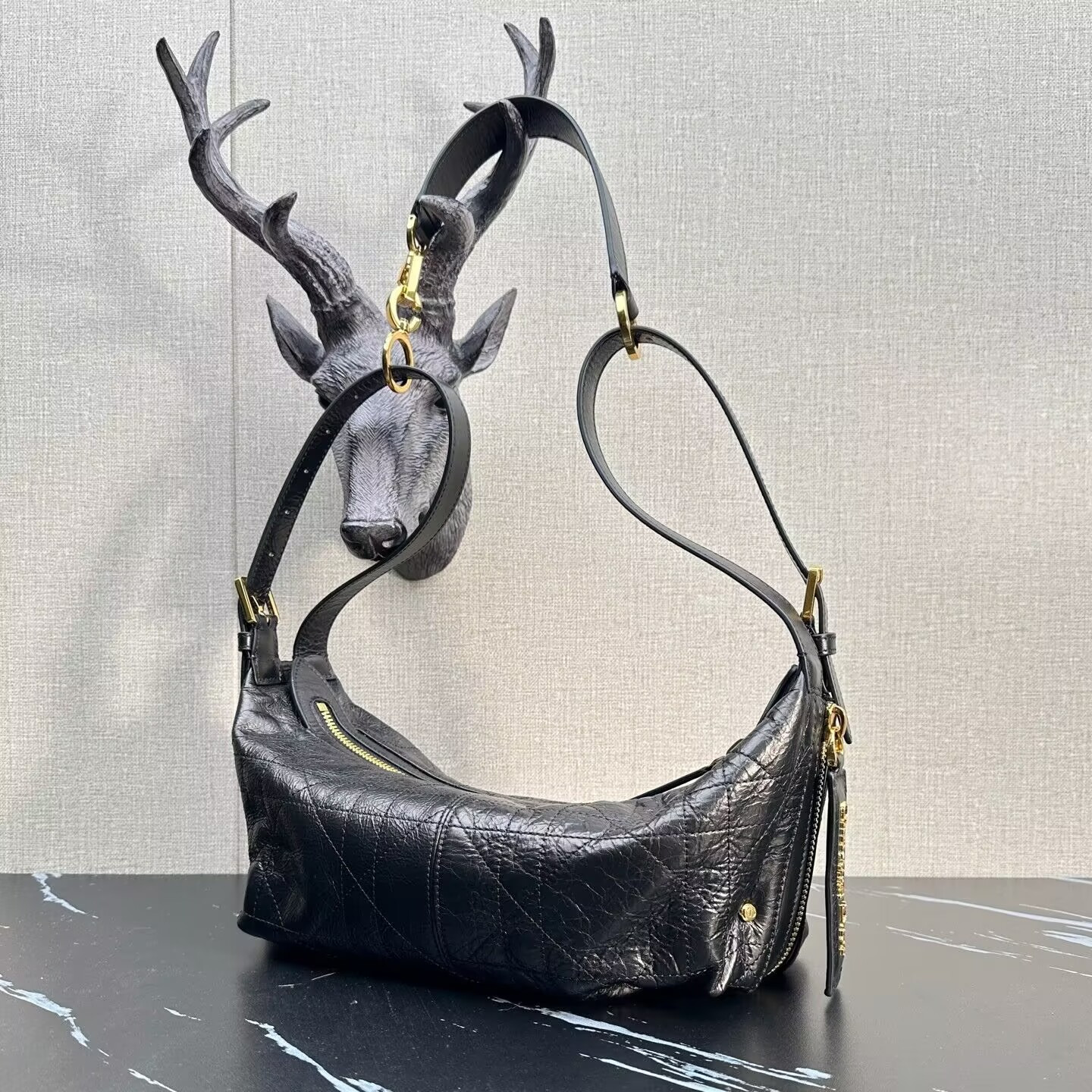 Dior Small D-Journey Bag in Crinkled Calfskin 25.5 x 14.5 x 14 cm