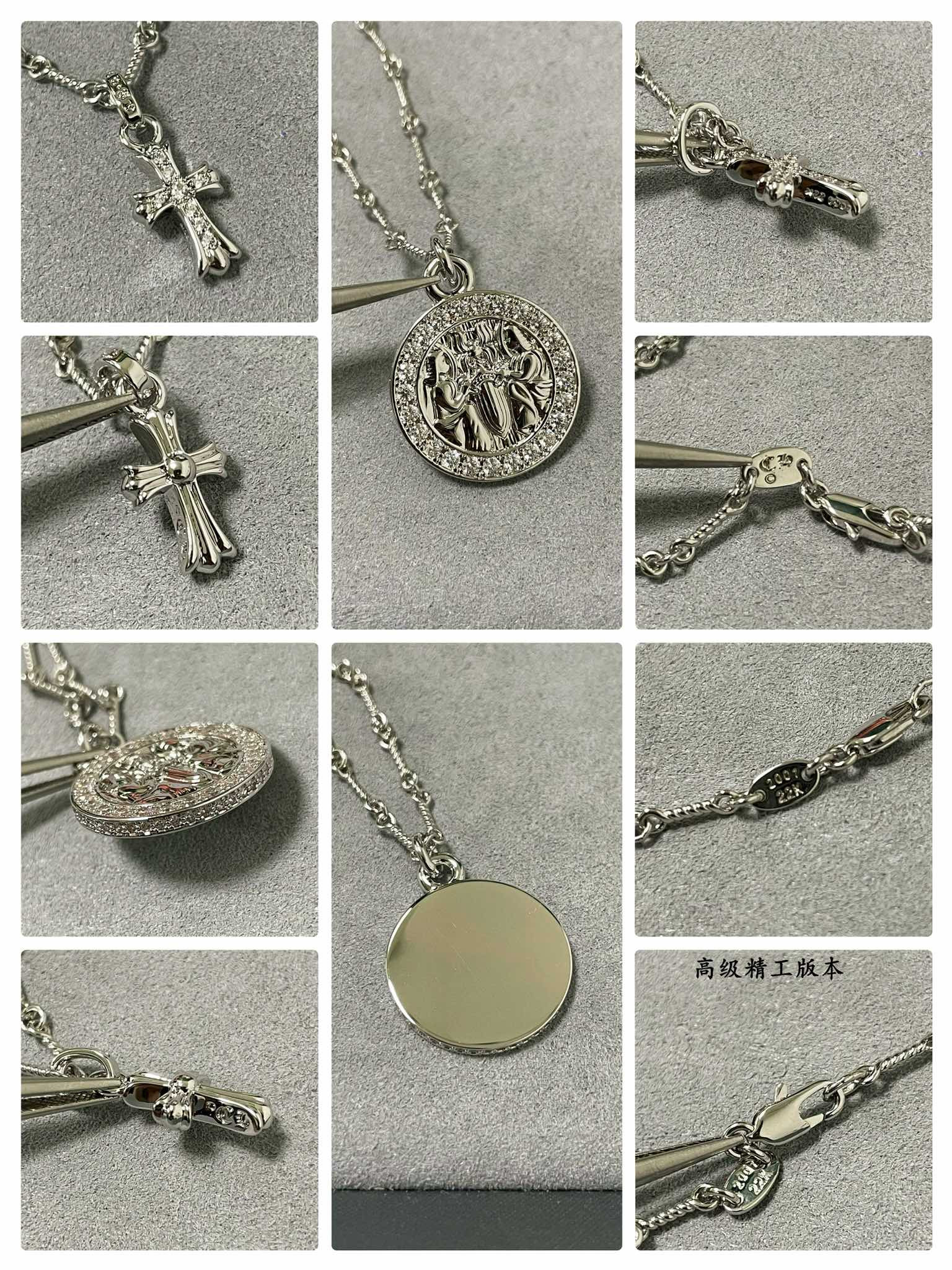 Ch*0me He**ts round plaque cross necklace