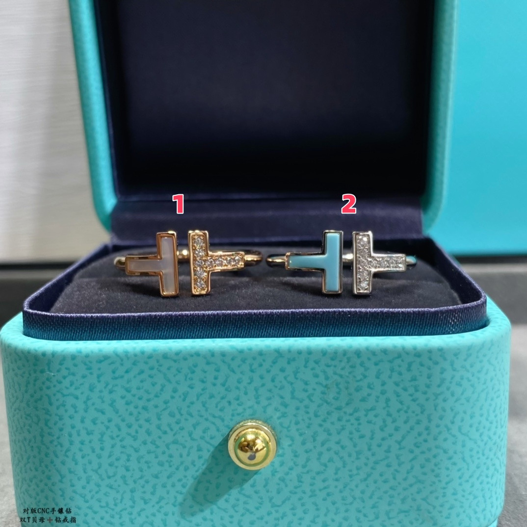 Tiffany & Co. Double T Mother-of-Pearl & Diamond Ring