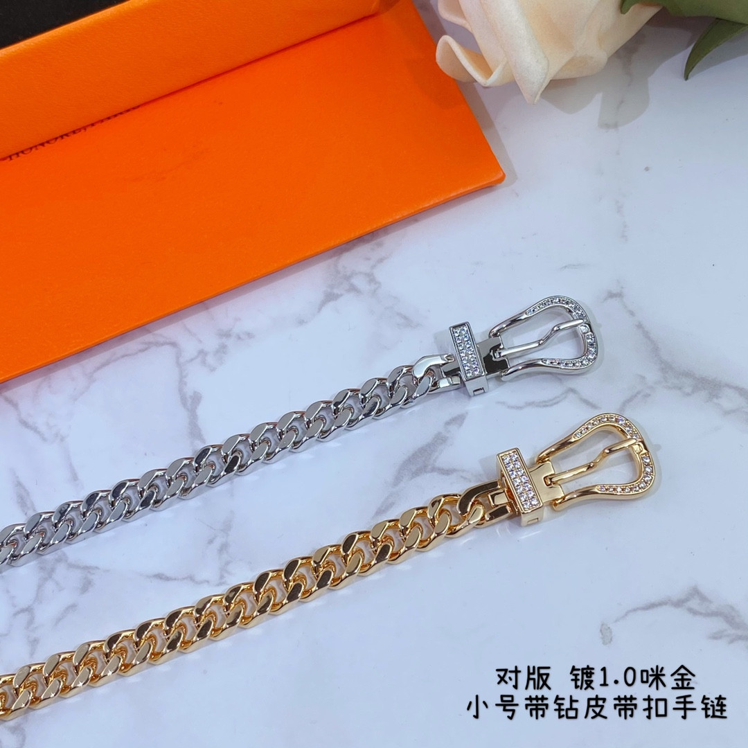 Hermès Small Diamond-Encrusted Belt Bracelet