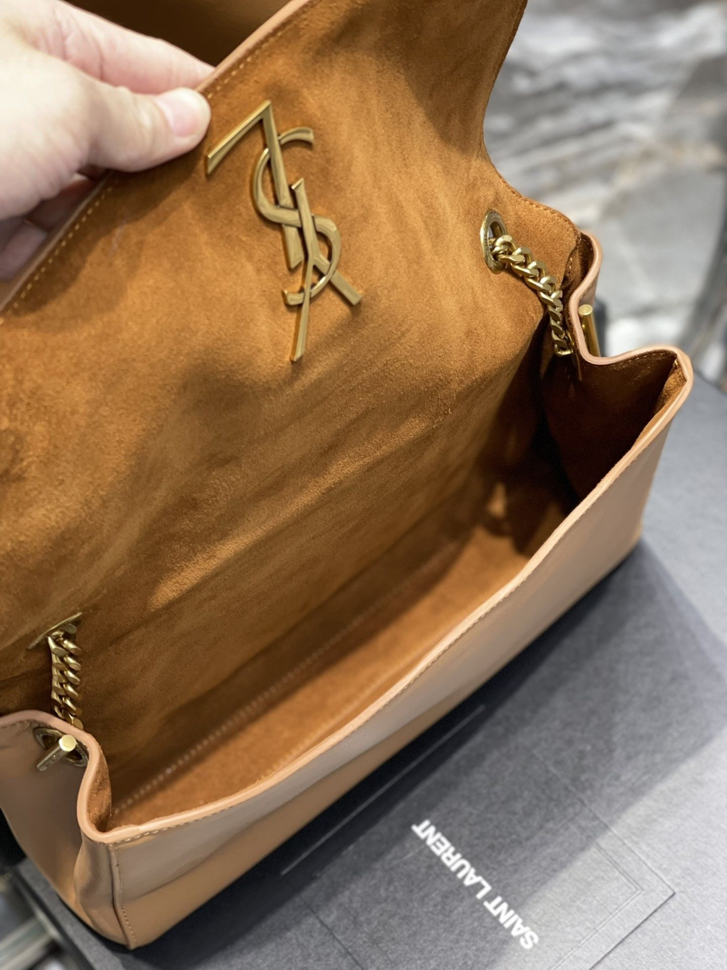 YSL Kate Reversible Suede and Leather Shoulder Bag 28.5x20x6cm