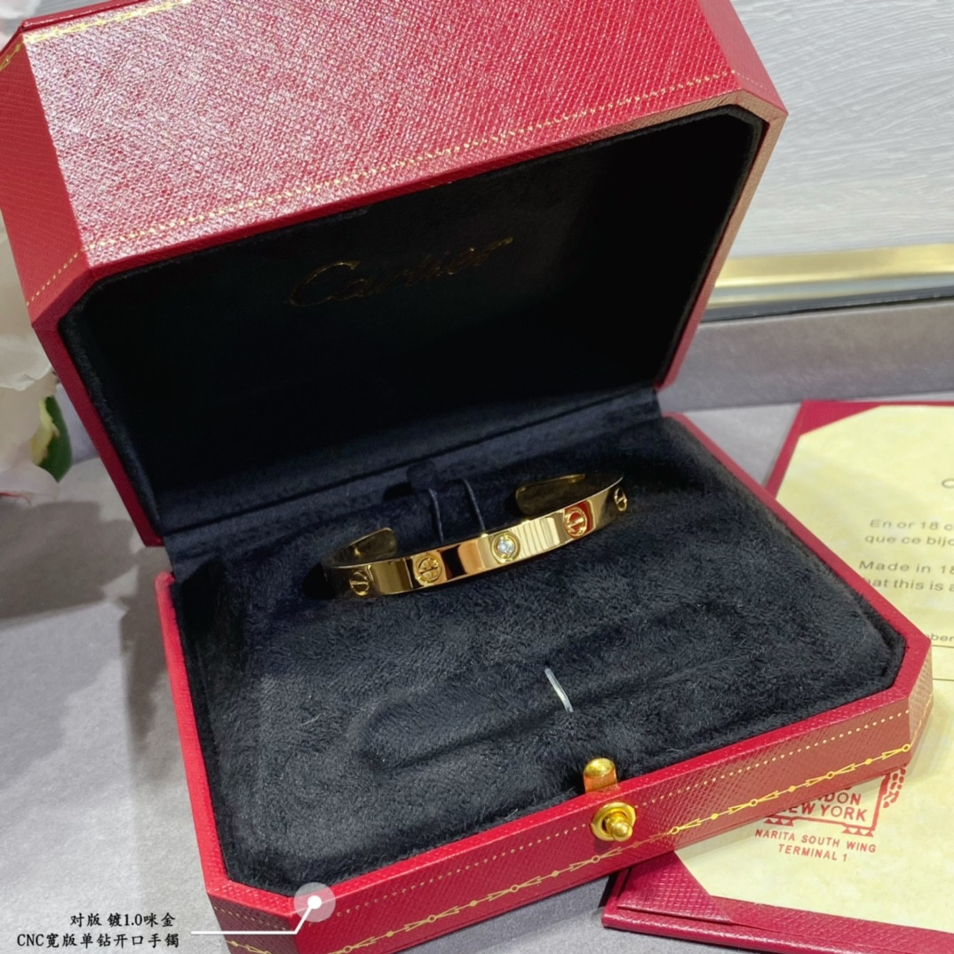 Cartier wide single diamond open LOVE Bracelet