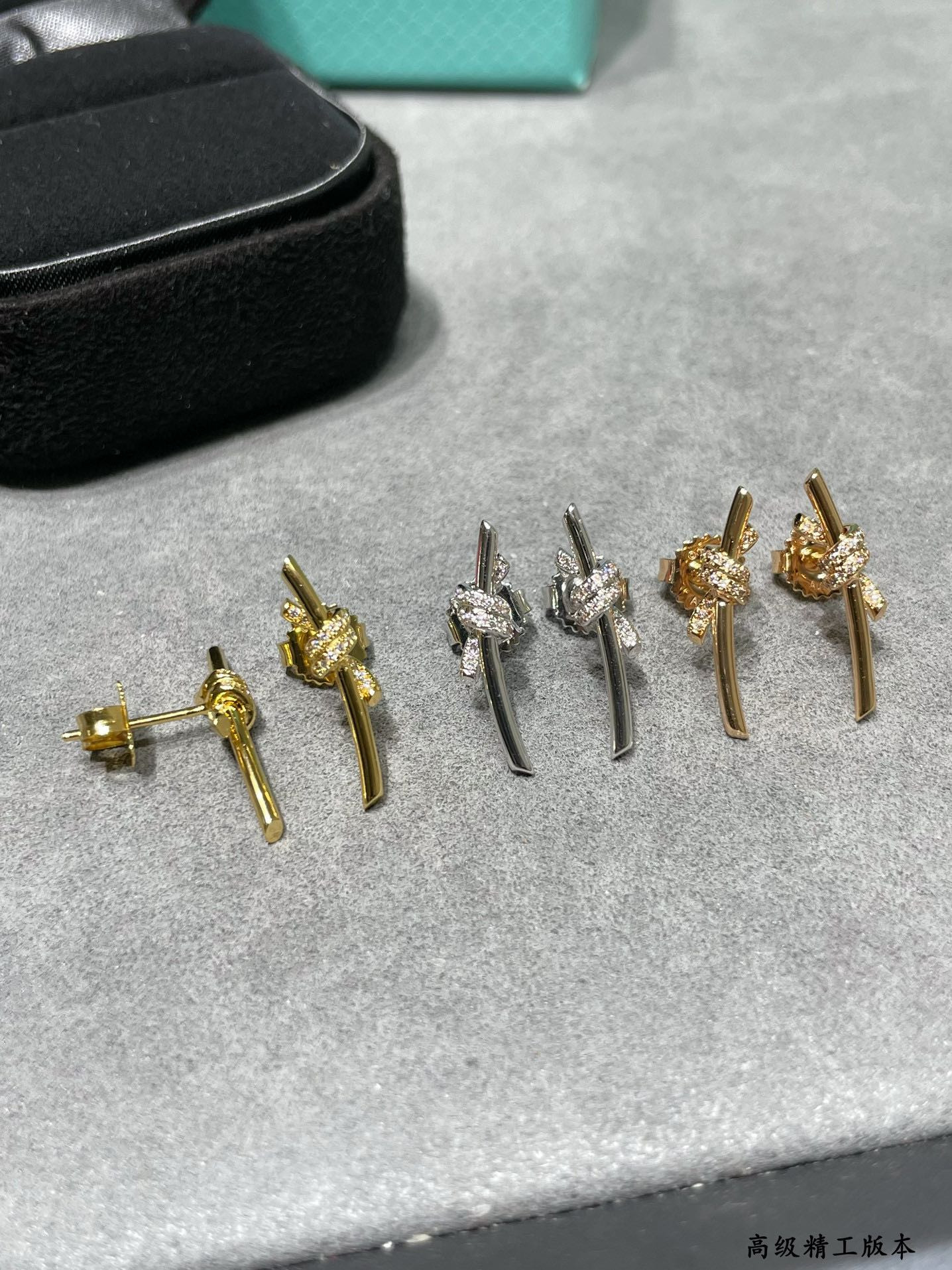 Tiffany & Co. Half-Diamond T Wire Knot Stud Earrings