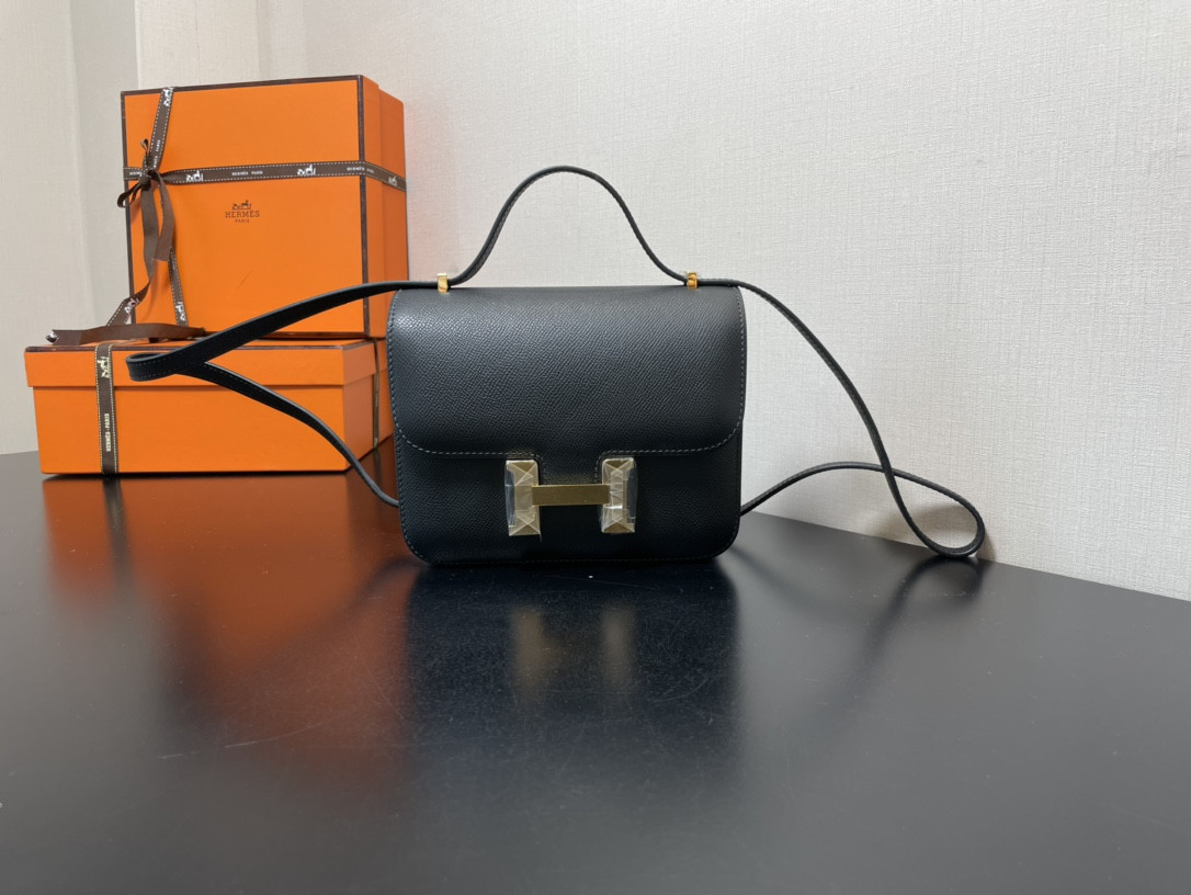 Hermes Constance 24 Black Epsom 9.4" x 5.9" x 3"