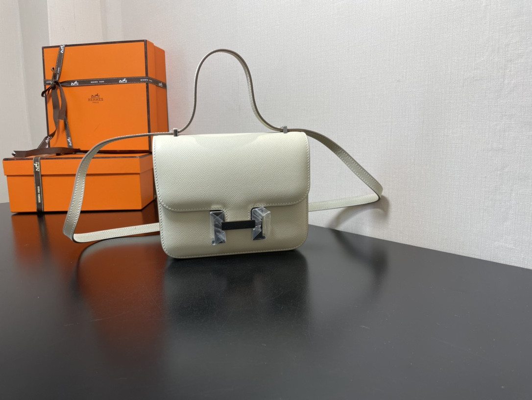 Hermes Constance 24 White Epsom leather silver hardware 9.4"x5.9"x3"