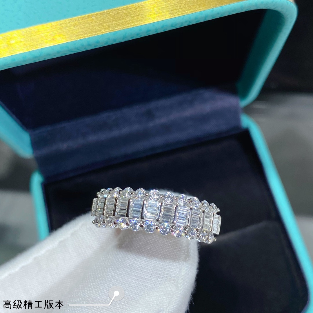 Tiffany & Co. Triple-Row Diamond Eternity Ring Ag925