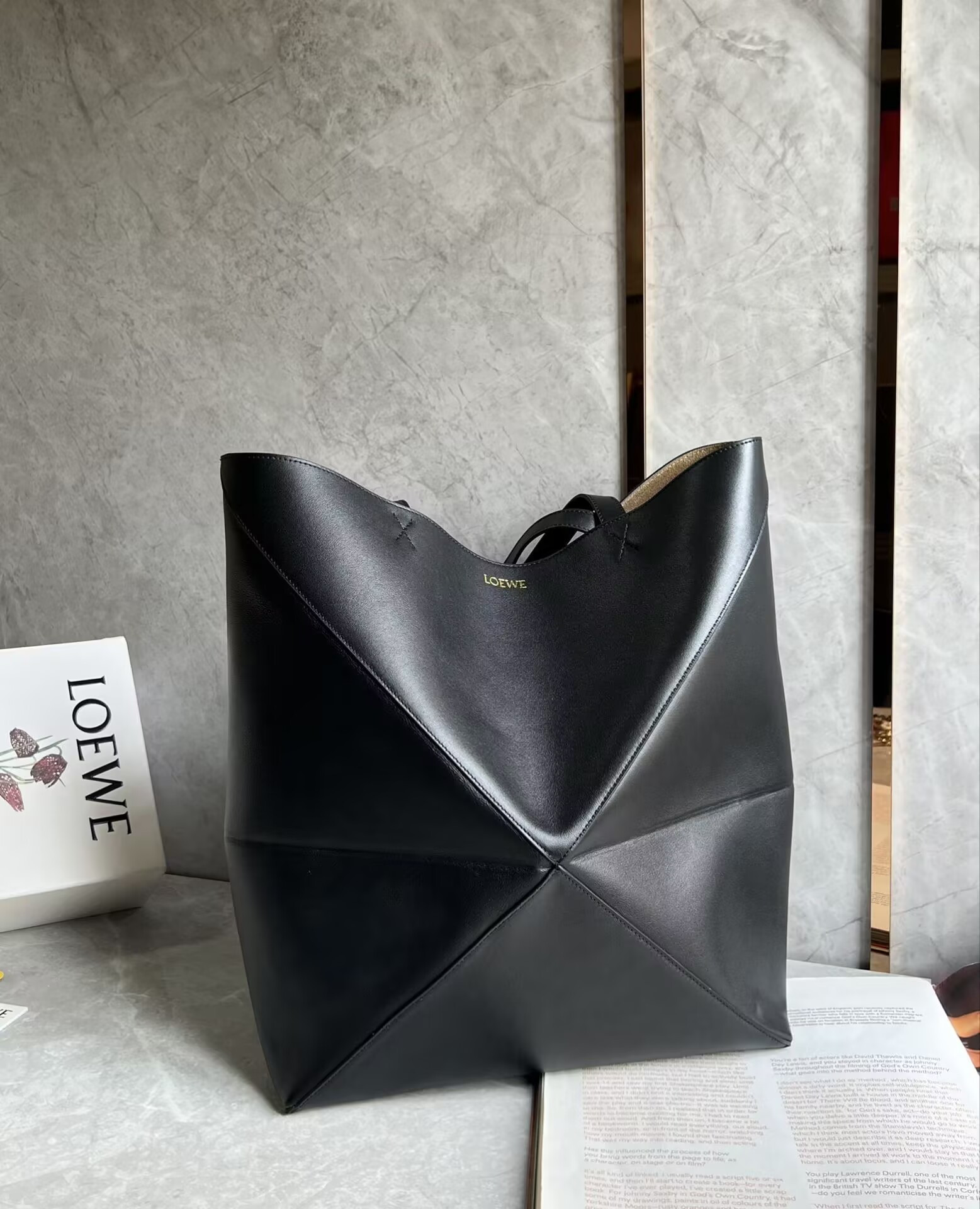 LOEWE Extra large Puzzle Fold tote in shiny calfskin 42X41X18 cm