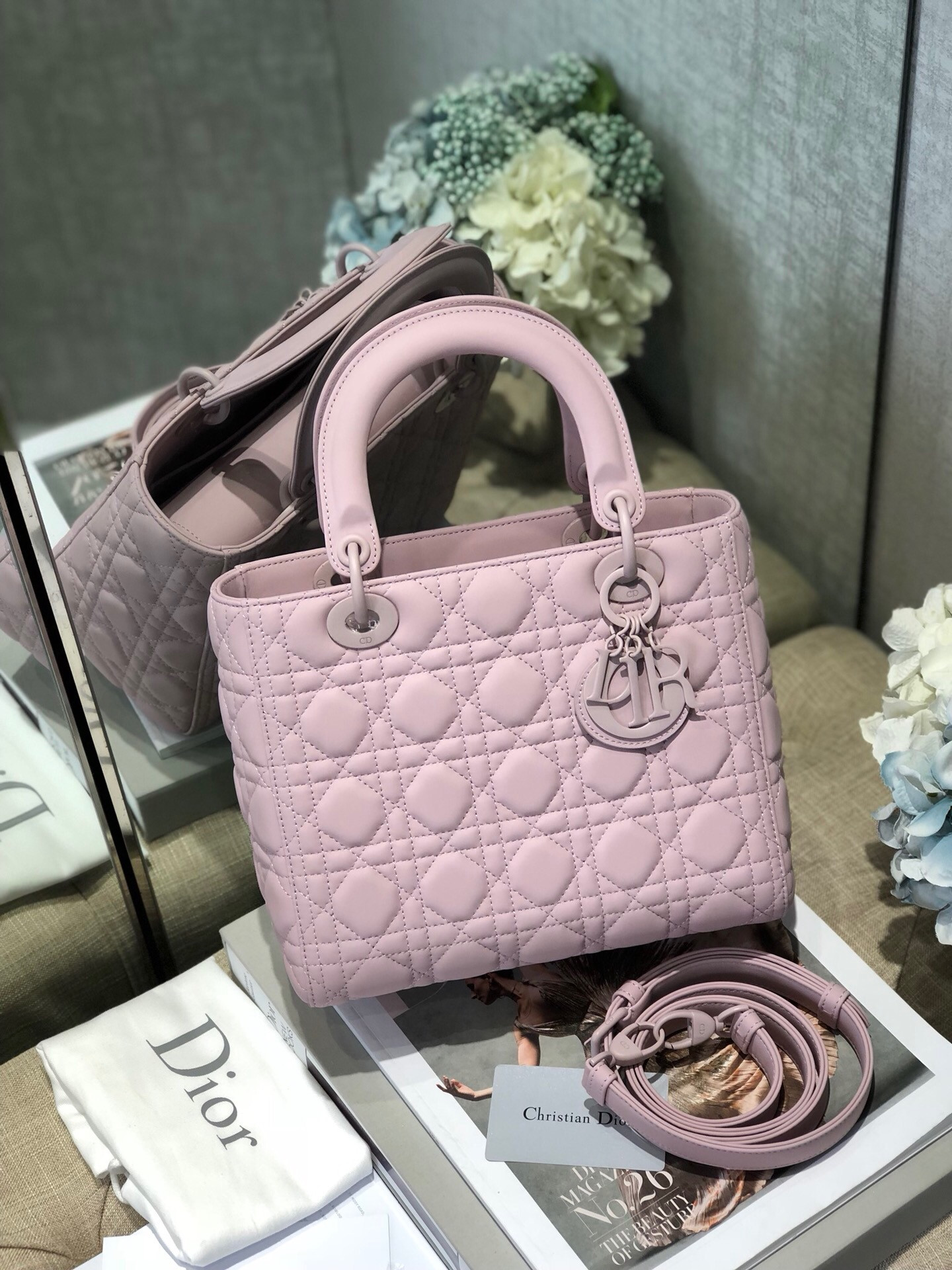 Medium Lady Dior Bag 9.5 x 8 x 4.5 inches