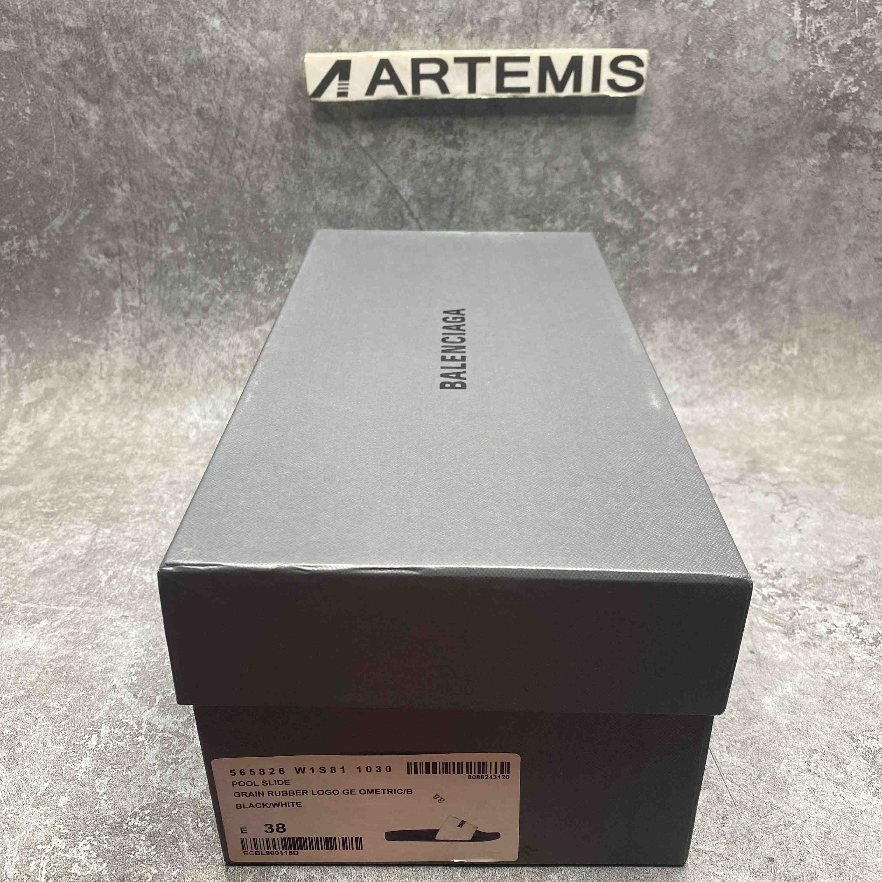 Balenciaga Pool Slides Logo White Black