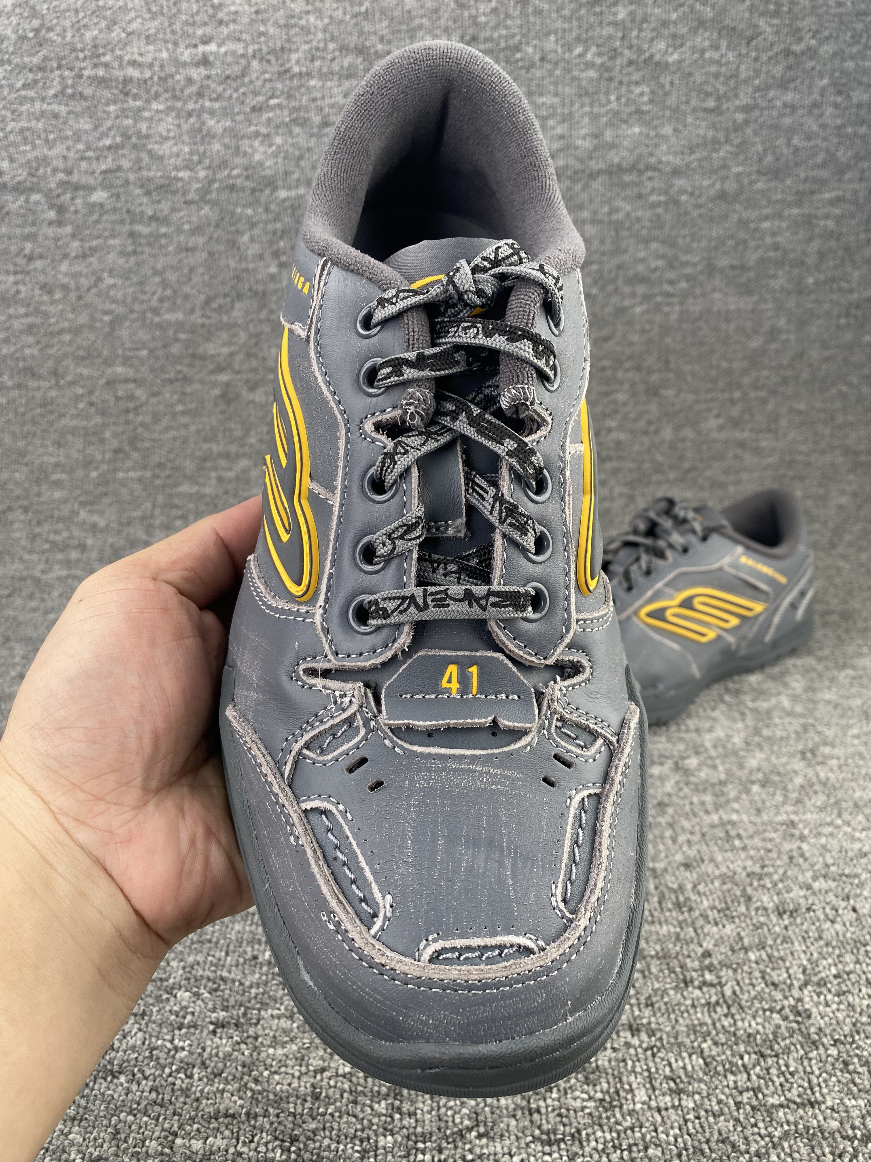 UA Balenciaga Hamptons Worn-out Sneaker in Grey/yellow(run one size large)