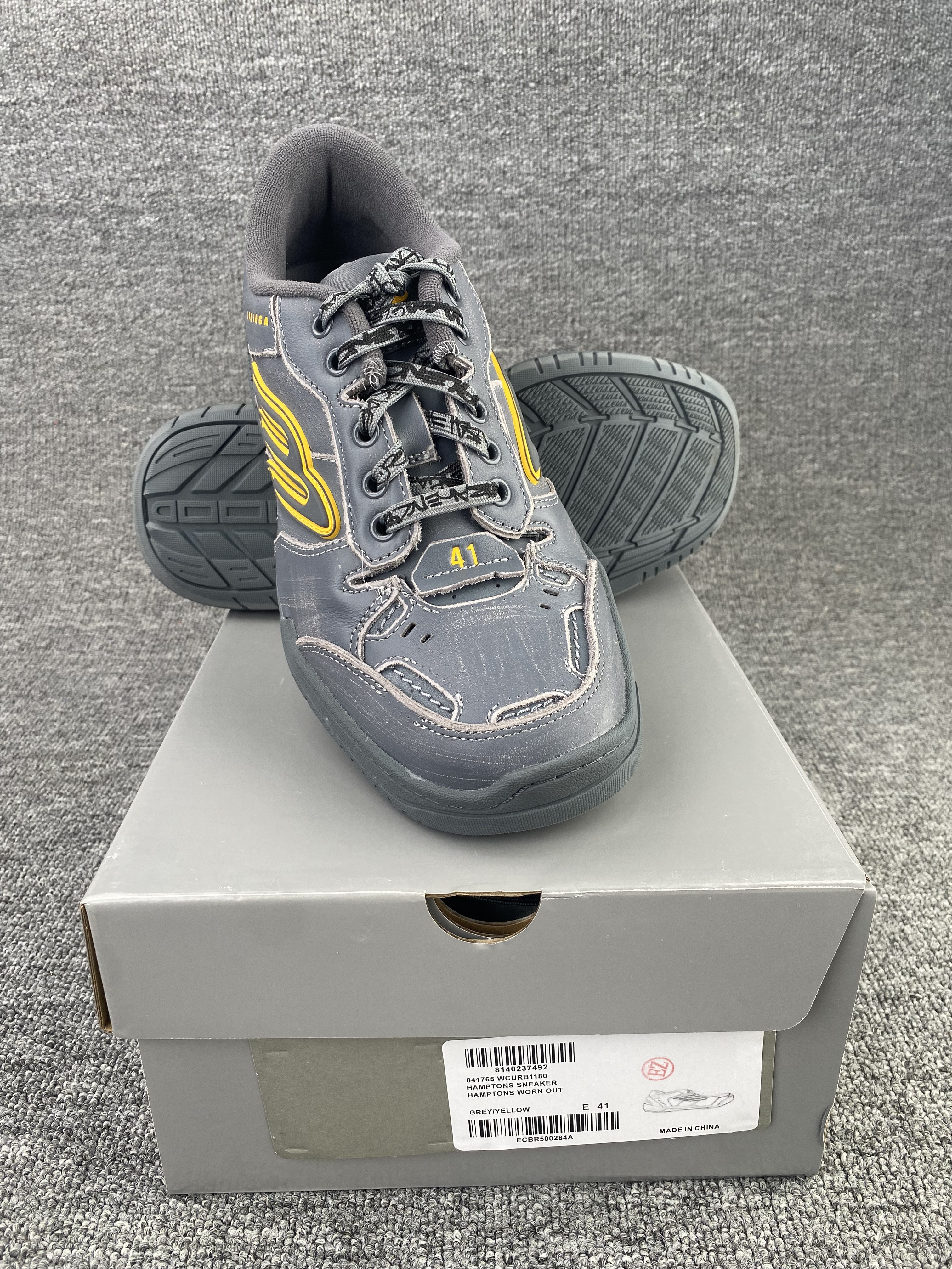 UA Balenciaga Hamptons Worn-out Sneaker in Grey/yellow(run one size large)