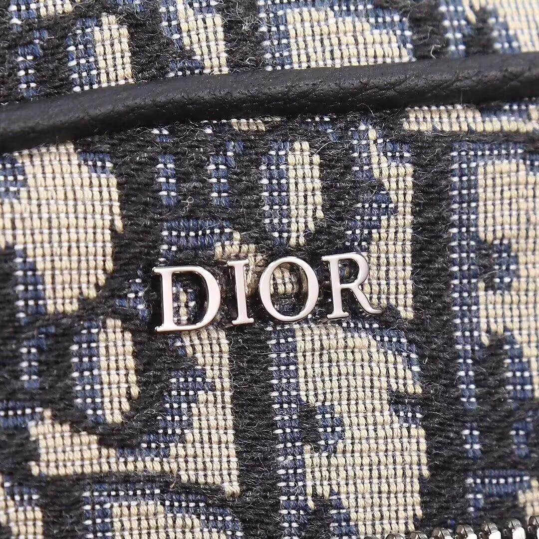 Dior Saddle Triple Pouch Beige and Black Dior Oblique Jacquard 18x25x5cm