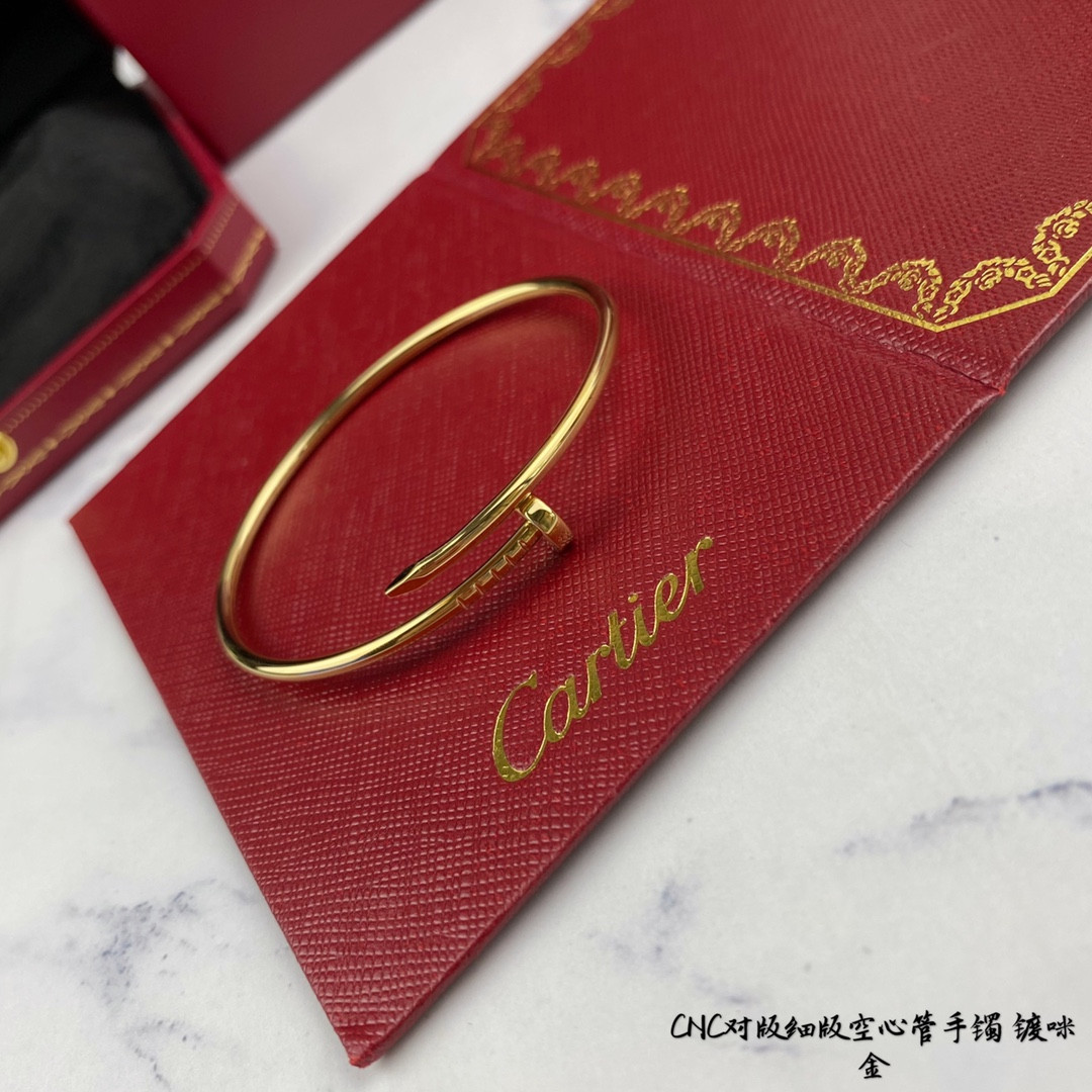 Cartier Thin Hollow Tube Polished Nail Bracelet
