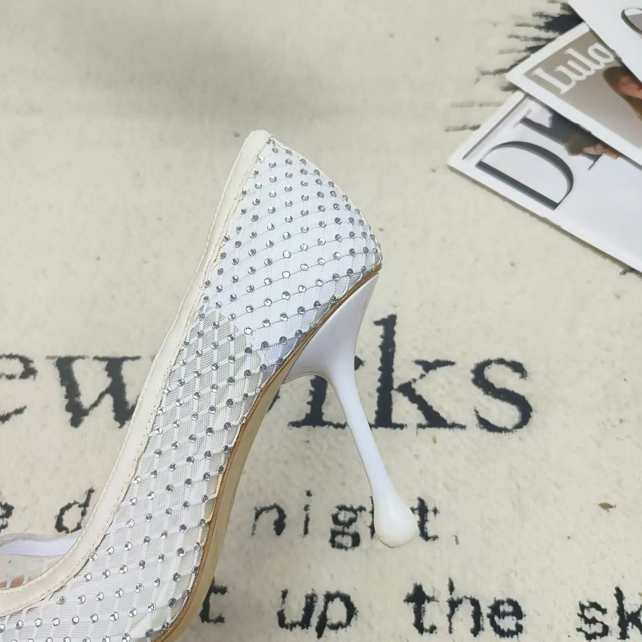 UA Jimmy Choo White Mesh Pumps