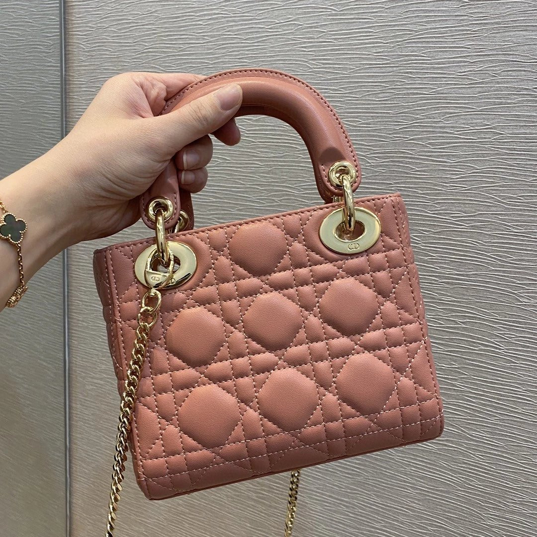 MINI LADY DIOR DIORAMOUR BAG 6.5 x 6 x 3 inches