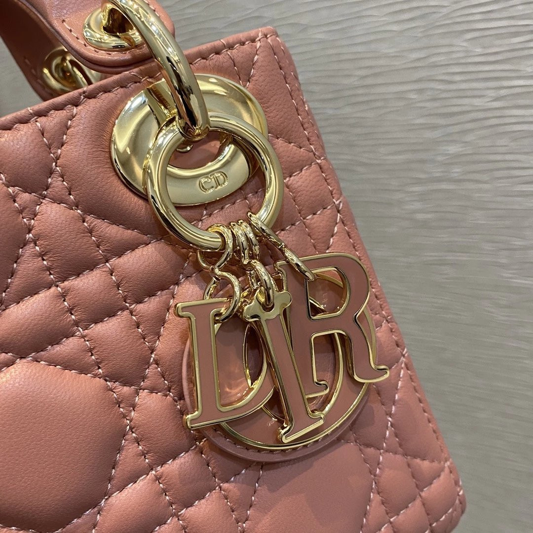 MINI LADY DIOR DIORAMOUR BAG 6.5 x 6 x 3 inches