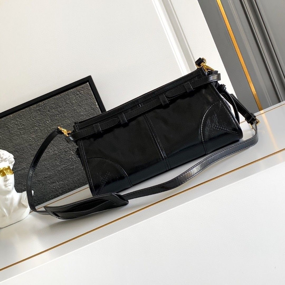 Prada Bonnie Small Leather Shoulder Bag 14x26x12cm