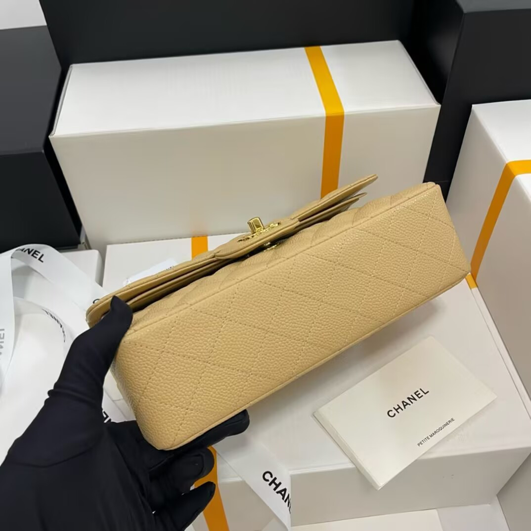 CHANEL SMALL CLASSIC HANDBAG GRAINED CALFSKIN 14.5×23×6cm