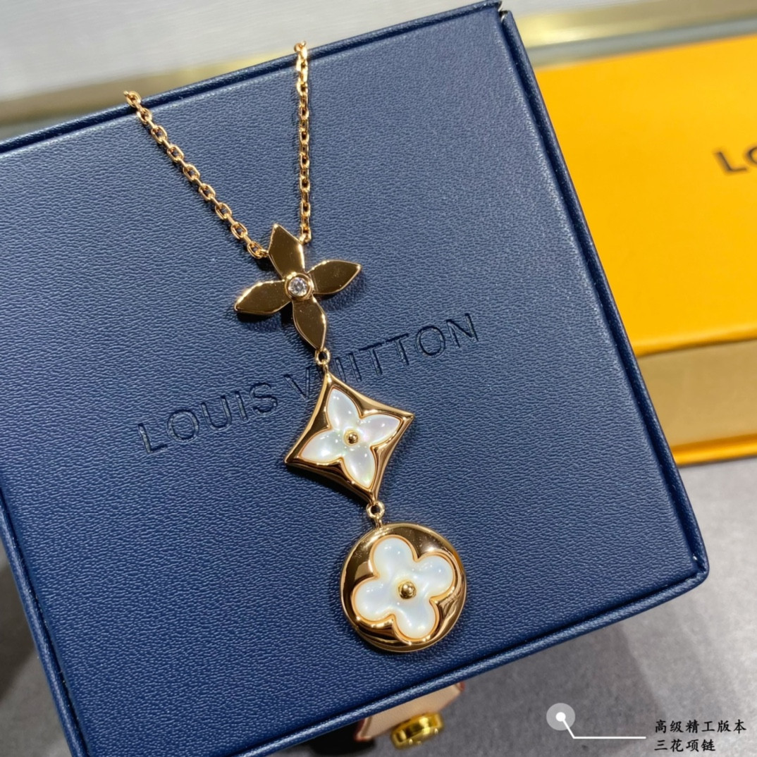 Louis Vuitton Three-Flower Necklace Rose Gold