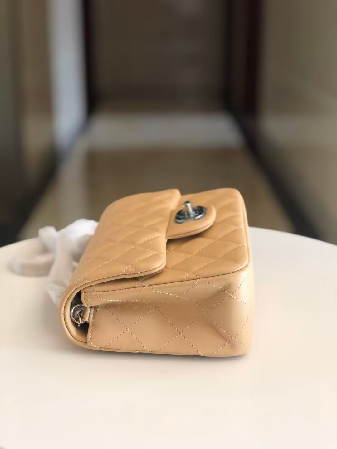 Chanel Mini Classic Handbag Lambskin & Silver-Tone Metal 13.5x 17x8cm