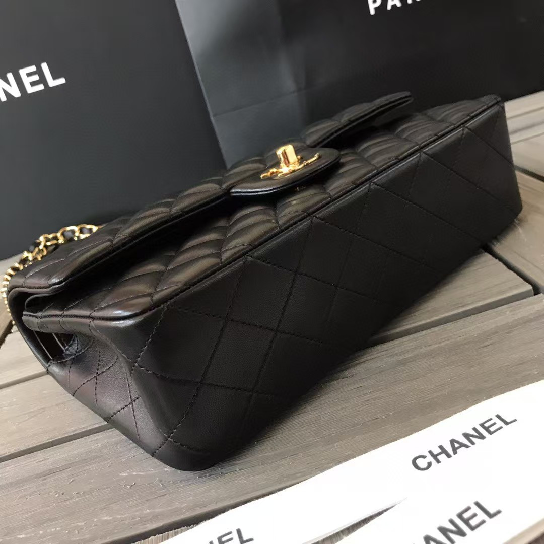 CHANEL SMALL CLASSIC HANDBAG Gold  Metal Black 14.5×23×6cm