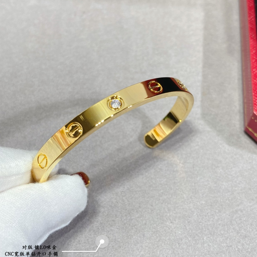 Cartier wide single diamond open LOVE Bracelet