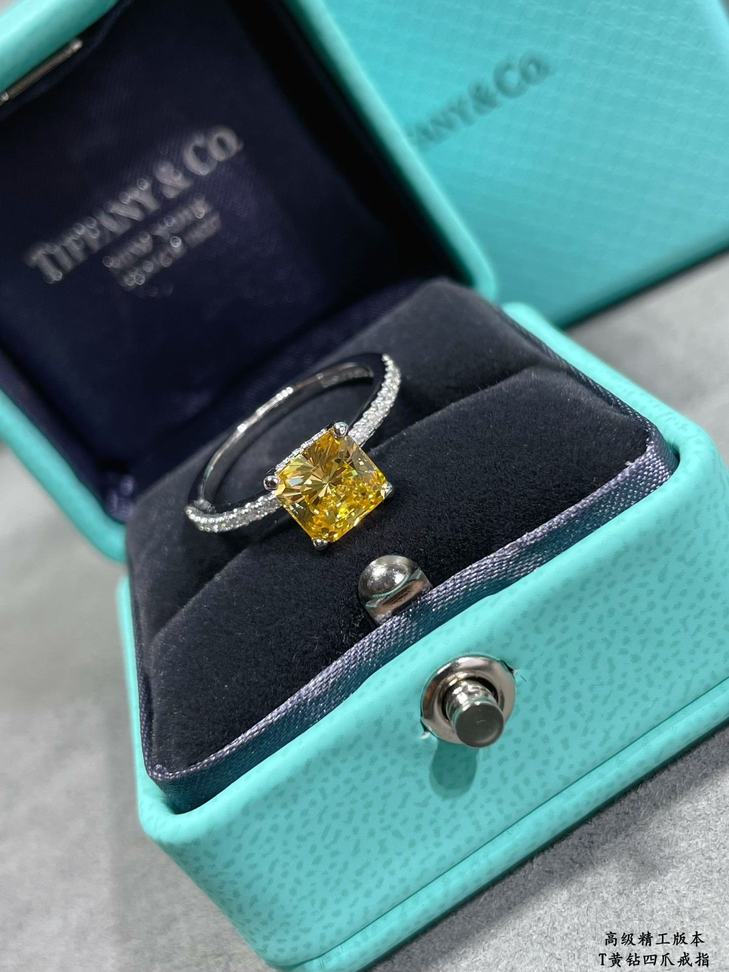 Tiffany & Co. Four-Prong Yellow Diamond Solitaire Ring Ag925