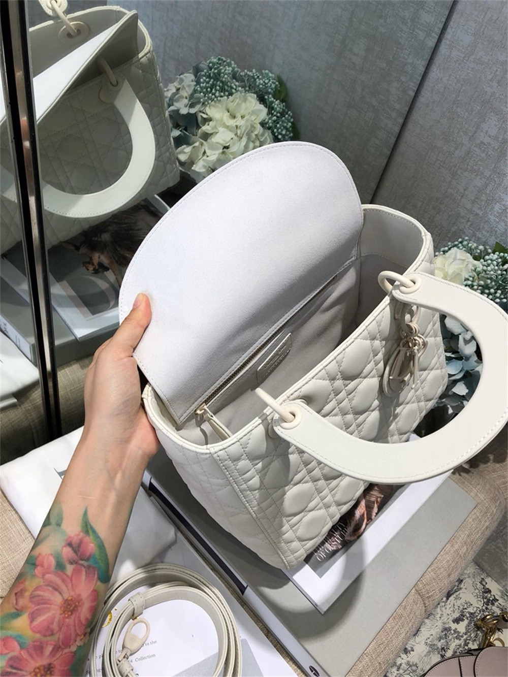 Medium Lady Dior Bag 9.5 x 8 x 4.5 inches